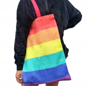 Torba torebka na zakupy bawełniana tęczowa tęcza pride lgbt duża xxl - miniatura 2