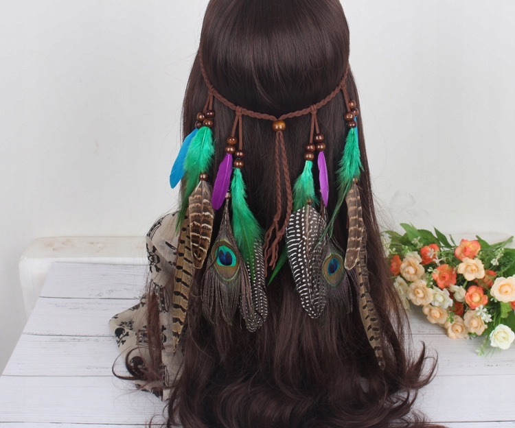 Pióropusz opaska do włosów paw piórka a4 - obrazek 3