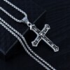 Naszyjnik srebrny łańcuch stal krzyżyk czaszka 363 - miniatura 4