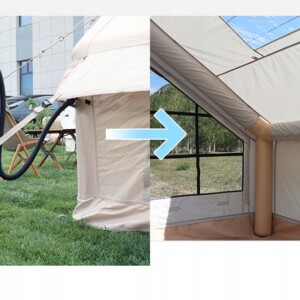 Duży namiot kempingowy pompowany 4 osobowy dmuchany pompka 6.4m2 320x200cm - miniatura 15