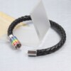 Bransoletka opaska tęczowa tęcza lgbt skórzana czarna unisex - miniatura 6