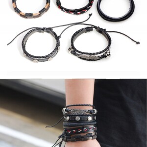 Bransoletka opaska ekskóra zestaw komplet 5szt 299 - miniatura 3