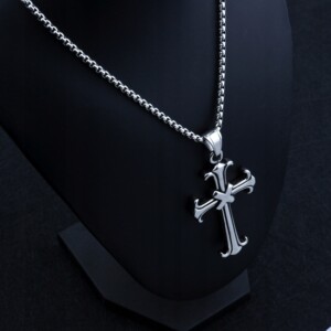 Naszyjnik srebrny stal łańcuszek krzyżyk x 319 - miniatura 6