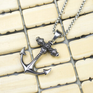 Naszyjnik srebrny rybak marynarz kotwica 313 - miniatura 3