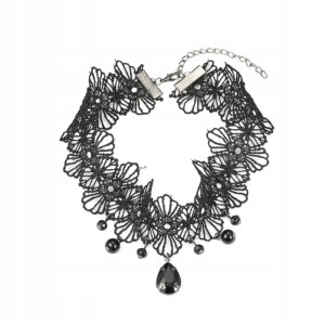 Choker na szyje koronkowy gotycki haft czarny naszyjnik gothic ch11 - miniatura 7