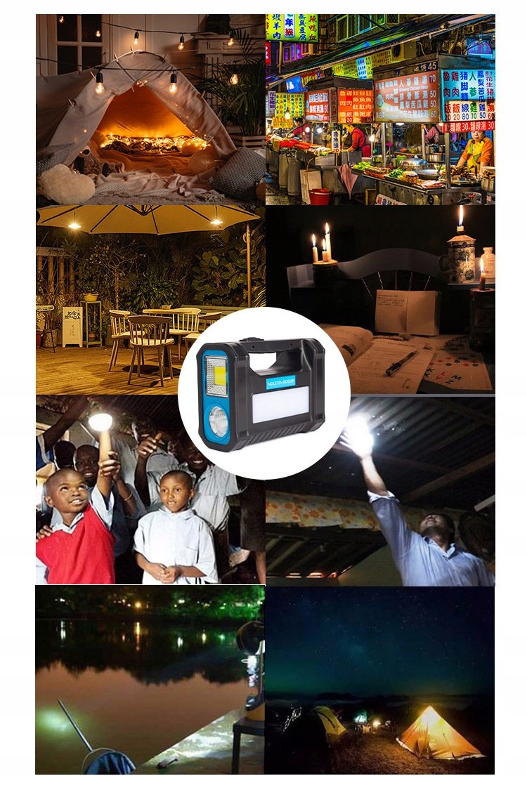 Ładowarka solarna powerbank panel solar kempingowy zestaw żarówki xl - obrazek 6