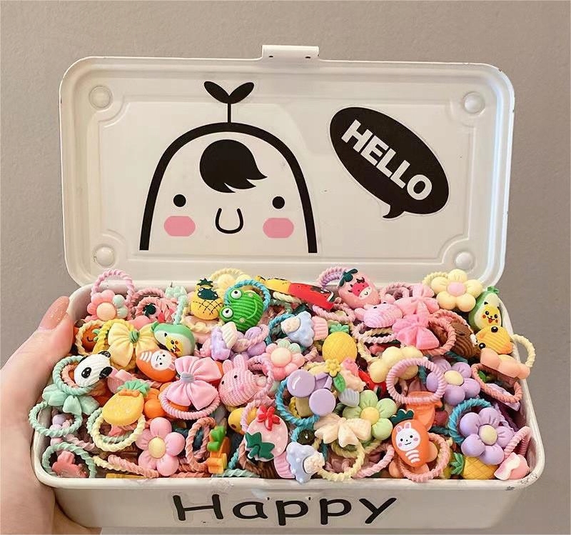 Zestaw gumek do włosów z torbą 200 sztuk mix kolorów wzorów frotki dzieci - obrazek 6