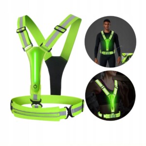 Kamizelka odblaskowa szelki do biegania rower podwójny 2x led usb kieszeń