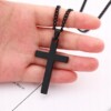 Krzyżyk naszyjnik stal nierdzewna czarny łańcuszek piękny zawieszka - miniatura 6