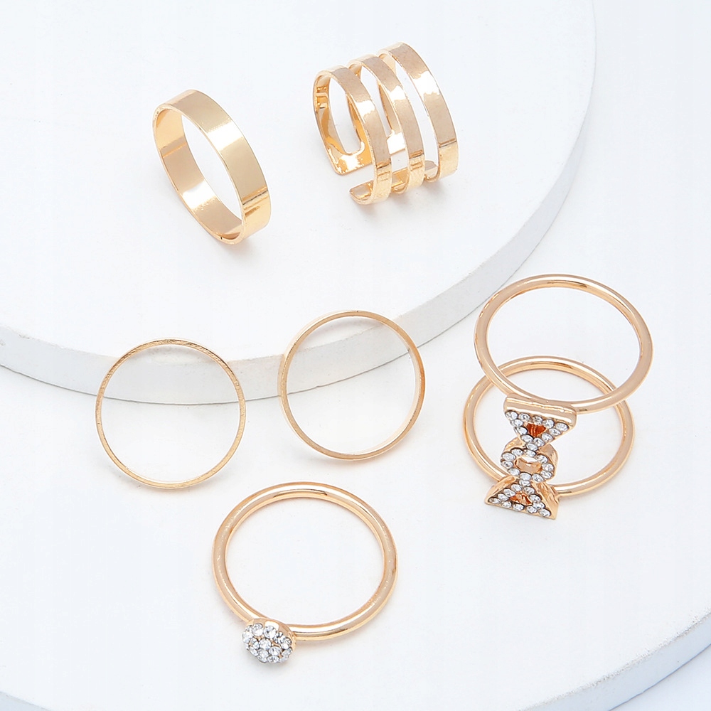 Złoty zestaw pierścionków retro punk boho 68 - obrazek 6