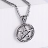 Naszyjnik srebrny stal łańcuszek pentagram 311 - miniatura 4