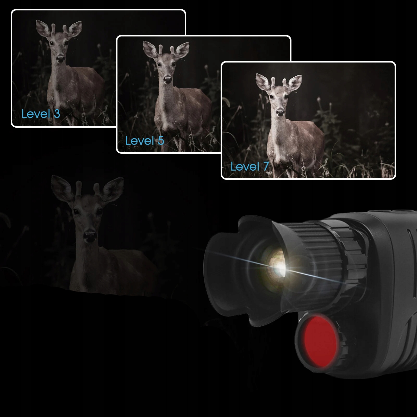 Noktowizor 7-poziomów do 800m 5x zoom led fullhd 1080p usb cyfrowy 128gb - obrazek 6