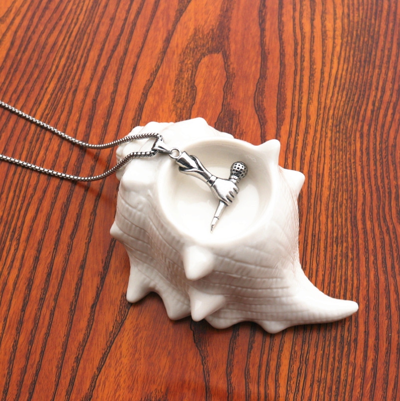 Naszyjnik srebrny mikrofon raper piosenkarka 341 - obrazek 11