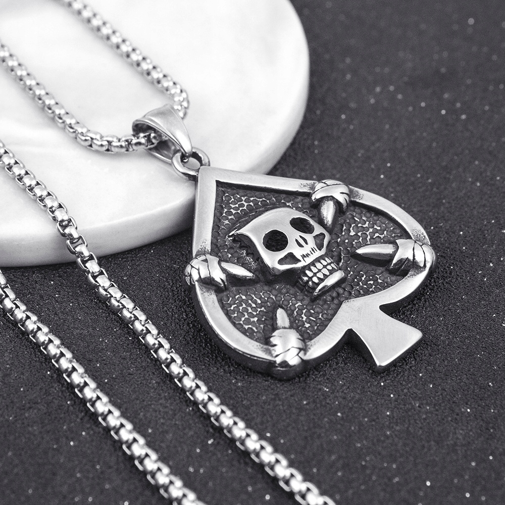 Naszyjnik srebrny łańcuszek pik czaszka karty 353 - obrazek 6