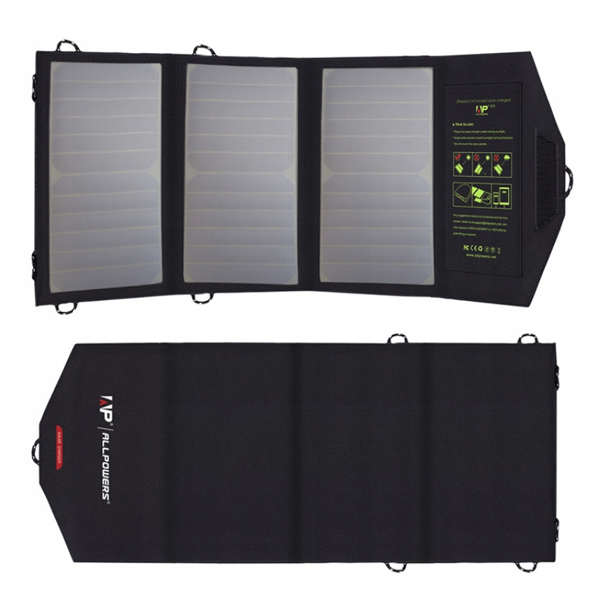 Ładowarka solarna allpowers 21w panele słoneczne najlepsze biwak kemping
