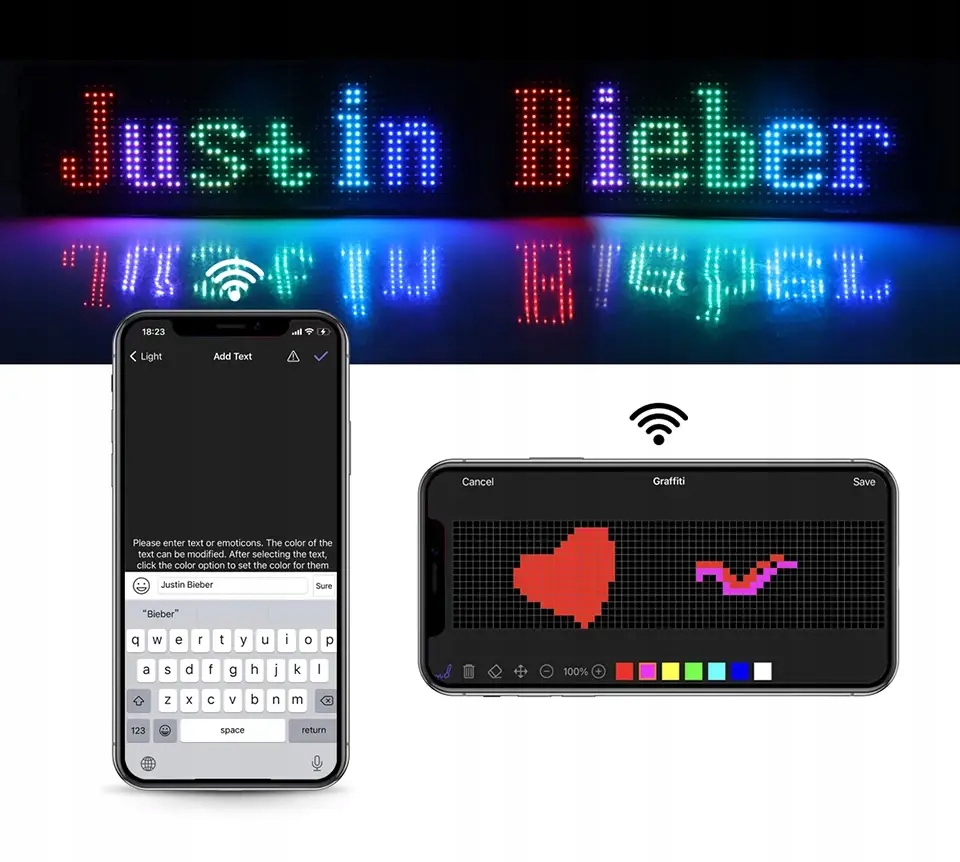 Programowalny wyświetlacz led pixel art full color usb bluetooth aplikacja - obrazek 16