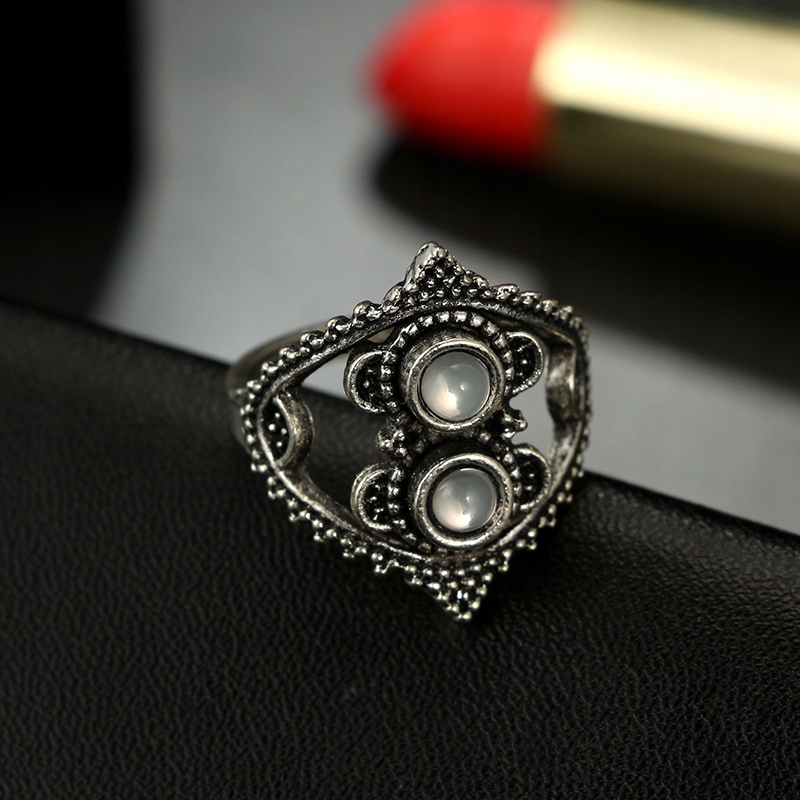 Srebrny zestaw pierścionków retro punk boho 75 - obrazek 5