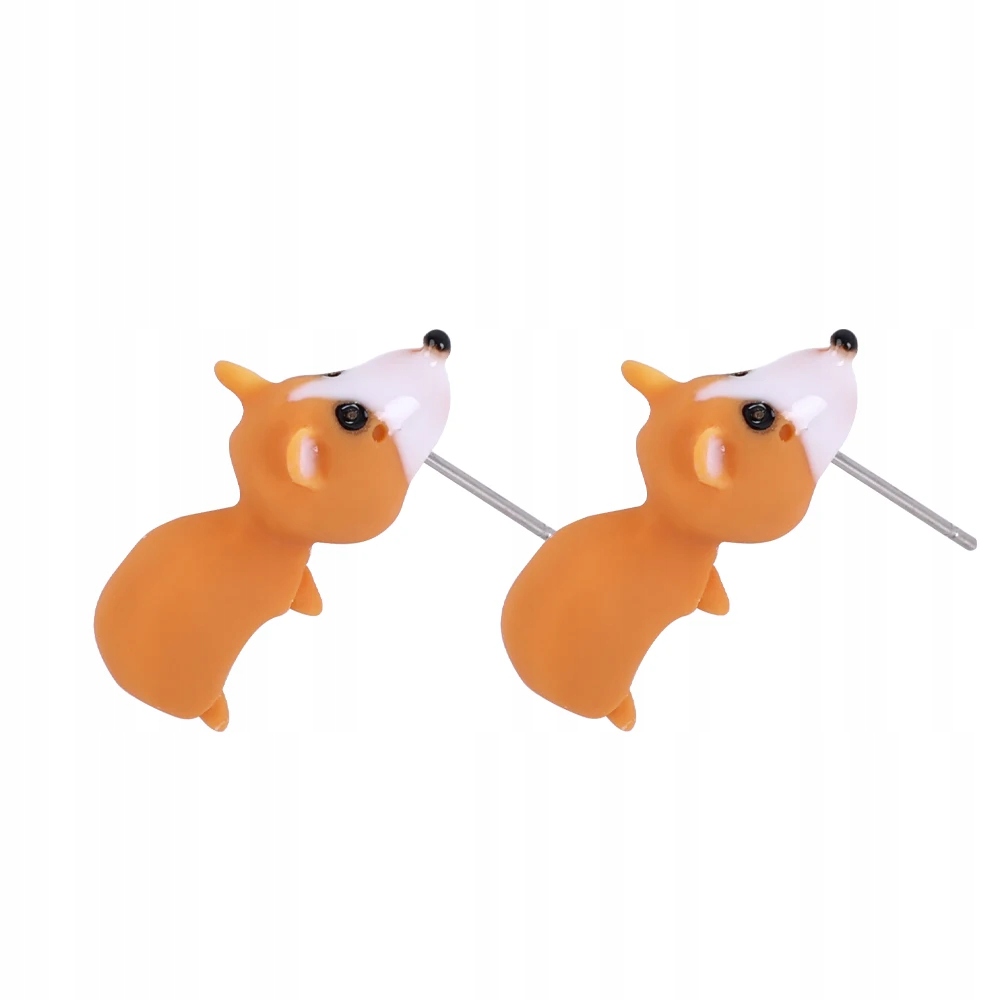 Kolczyki damskie 3d modele zwierząt pies piesek corgi biżuteria prezent - obrazek 2