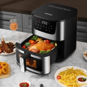 Frytkownica beztłuszczowa 5,5l 1500w duża air fryer piekarnik xl okno 60min - miniatura 2