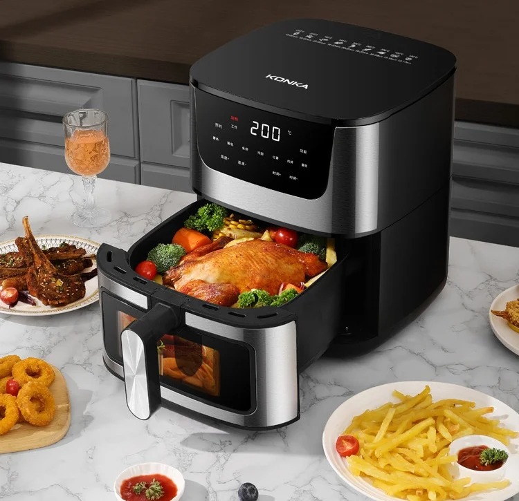 Frytkownica beztłuszczowa 5,5l 1500w duża air fryer piekarnik xl okno 60min - zdjęcie 2