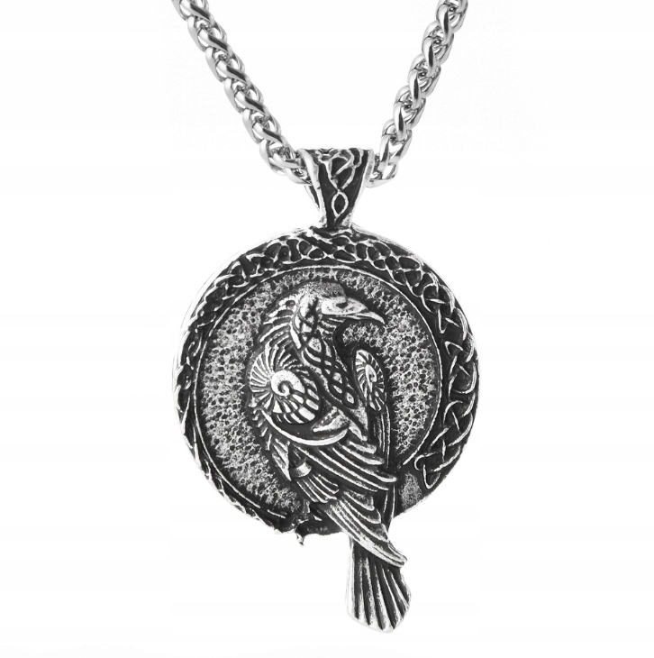 Naszyjnik wikingów kruk huginn i muninn nordic 135
