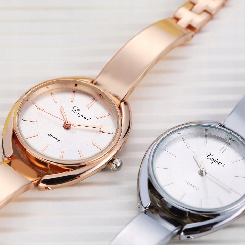 Zegarek damski metalowy klasyczny elegancki wygodny bransoletka złoty biały - obrazek 4