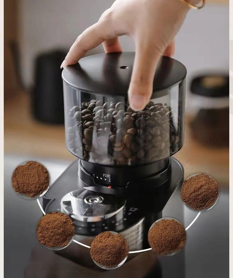 Elektryczny młynek do mielenia kawy żarnowy 180w automatyczny +34 poziomy - obrazek 9