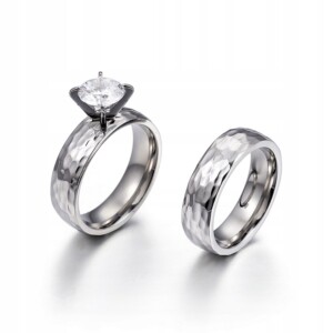 Srebrny pierścionek obrączka ślubna stal 316l r.19 - miniatura 3