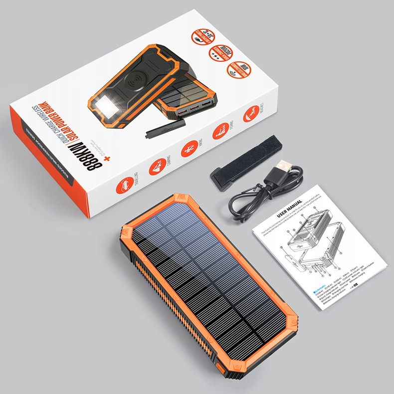 Powerbank solarny 4xusb 20000mah 20w indukcja ip65 - obrazek 3