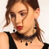 Choker na szyje koronkowy gotycki haft czarny naszyjnik gothic ch11 - miniatura 5