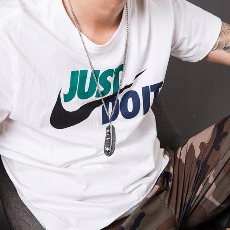 Naszyjnik srebrny łańcuszek stal pióro piórko 343 - obrazek 6