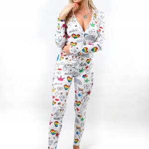 Piżama damska prezent na walentynki dla dziewczyny z klapką tęczowa lgbt xl - miniatura 5