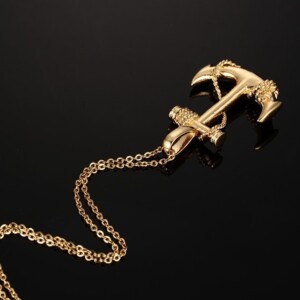 Naszyjnik stal marynarz kotwica rybak złoty 386 - miniatura 3