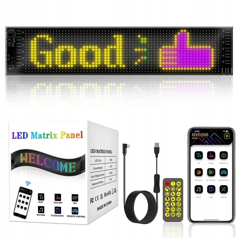 Programowalny wyświetlacz led pixel art full color usb bluetooth aplikacja - obrazek 11