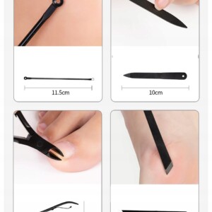 Zestaw do manicure pedicure twarzy podróżny 18 szt xxl czarny cążki etui - miniatura 13