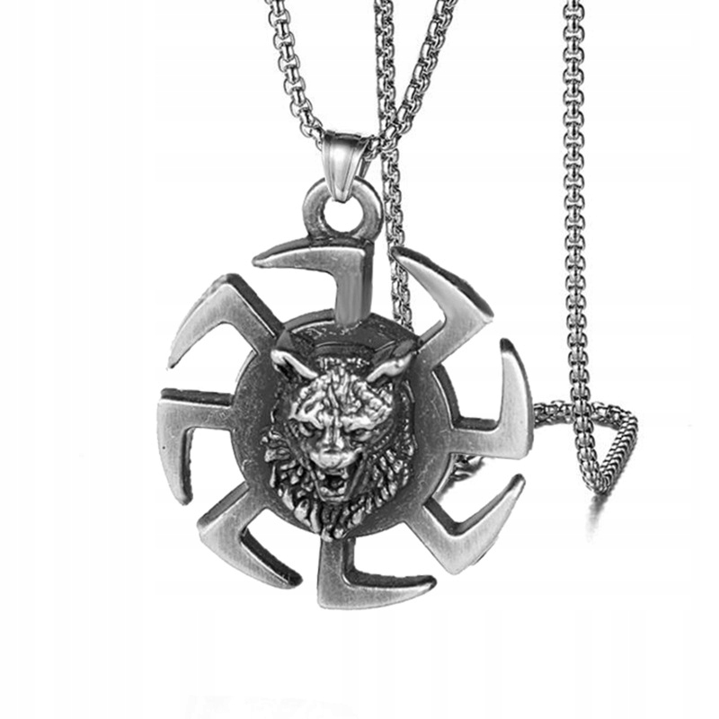 Naszyjnik srebrny stal łańcuszek wilk nordic 320