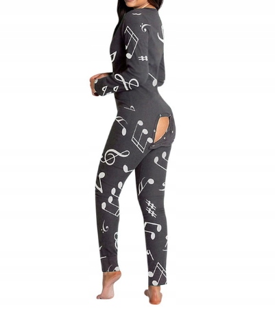 Piżama damska prezent na walentynki dla dziewczyny rozpinana szara nuty m - obrazek 5