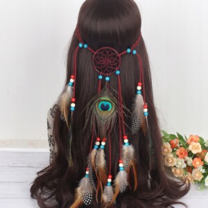 Pióropusz opaska do włosów paw łapacz snów a7 - miniatura 5