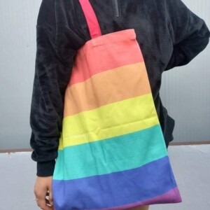 Torba torebka na zakupy bawełniana tęczowa tęcza pride lgbt duża xxl - miniatura 7