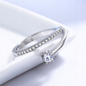 Srebrny damski pierścionek regulowany uniwersalny kryształy zaręczynowy - miniatura 6