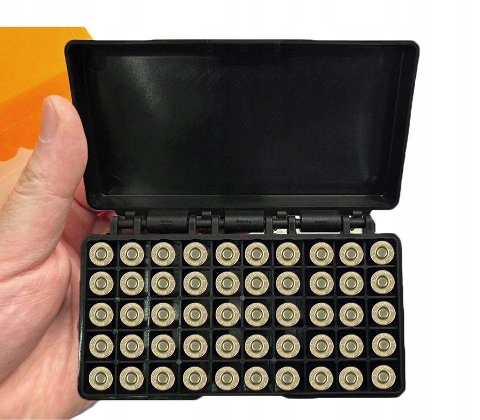 Pudełko skrzynka na amunicję 9mm czarne bezpieczne pistolet 50 miejsc - obrazek 2