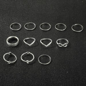 Srebrny zestaw pierścionków retro punk boho 04 - miniatura 7