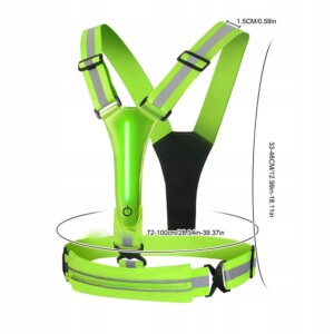 Kamizelka odblaskowa szelki do biegania rower podwójny 2x led usb kieszeń - miniatura 4