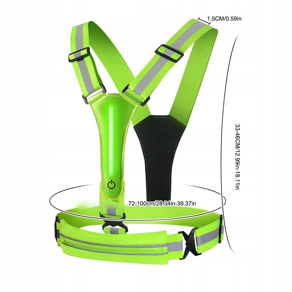 Kamizelka odblaskowa szelki do biegania rower podwójny 2x led usb kieszeń - zdjęcie 4