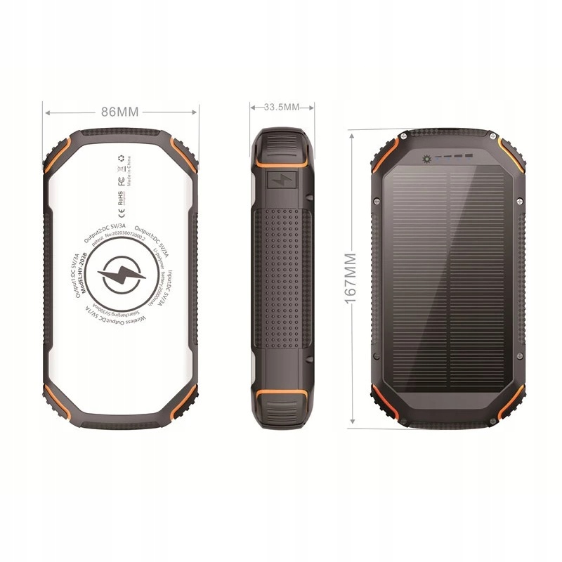 Power bank solarny 20000mah 22,5w panele słoneczne - obrazek 14
