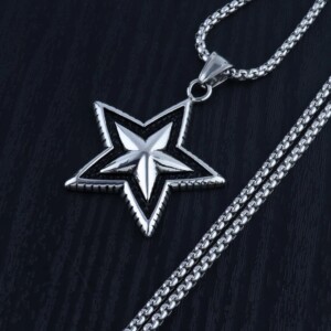 Naszyjnik srebrny stal łańcuszek gwiazda 333 - miniatura 11