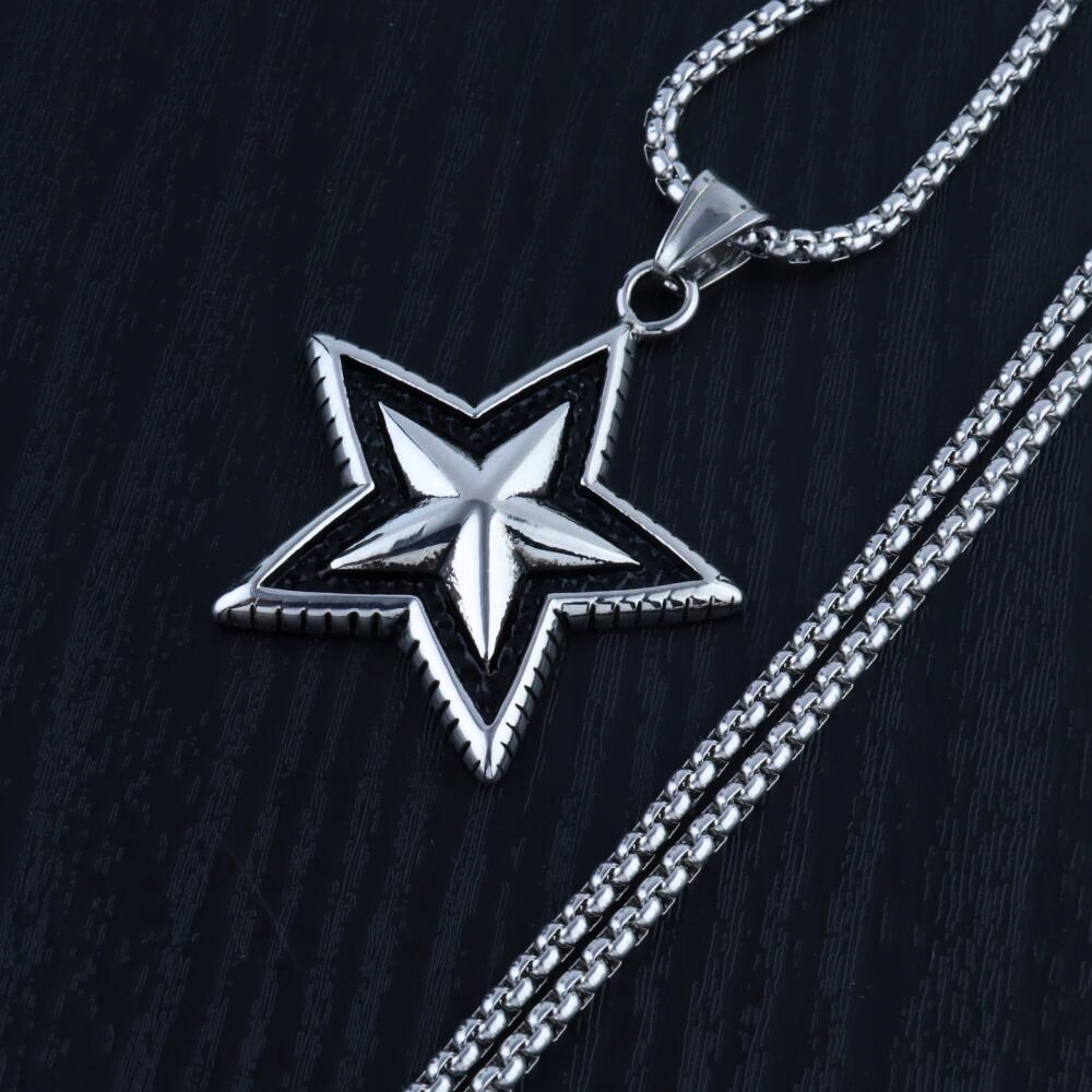 Naszyjnik srebrny stal łańcuszek gwiazda 333 - zdjęcie 11