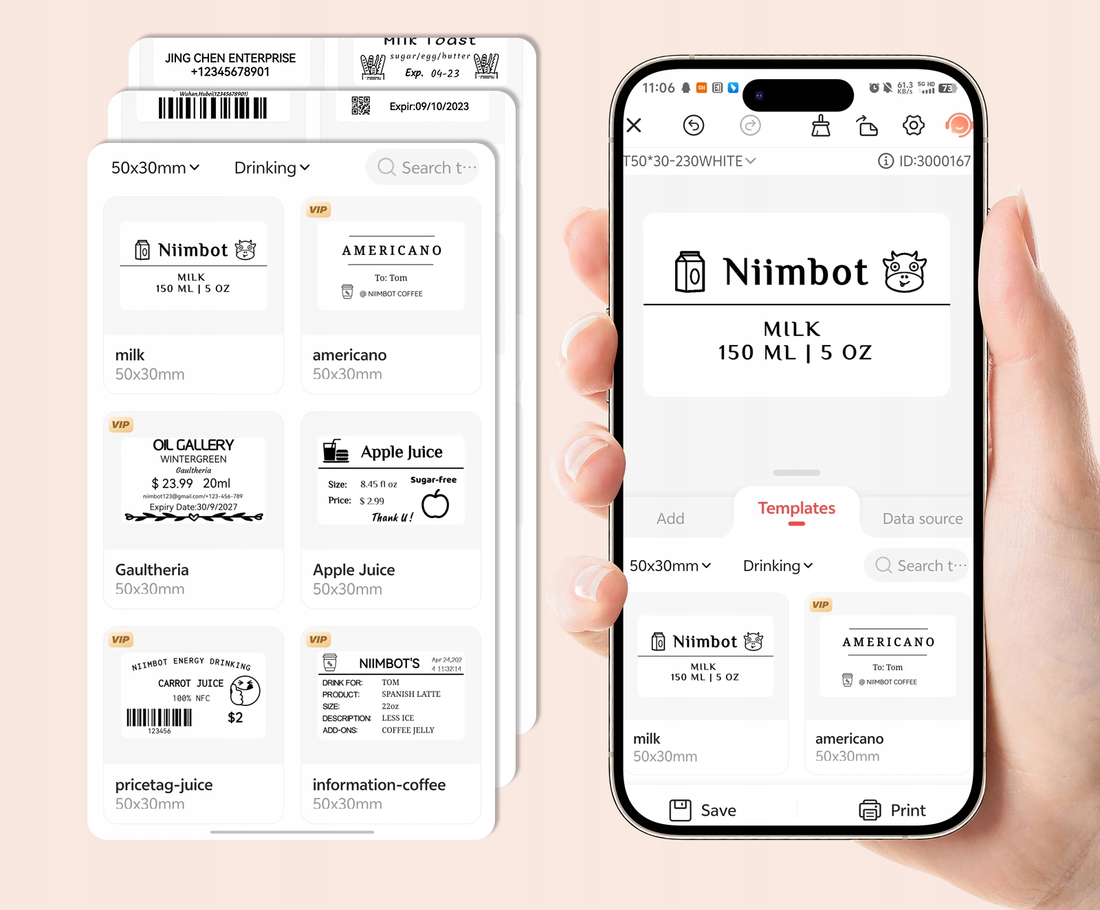 Niimbot drukarka termiczna naklejki bluetooth b21 pro kremowa 300dpi - zdjęcie 7