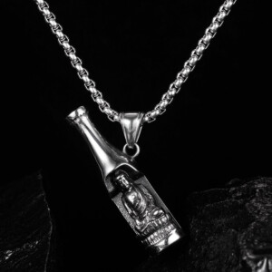 Naszyjnik srebrny otwieracz piwo budda butelka 354 - miniatura 5