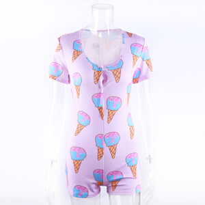 Piżama damska prezent na walentynki dla dziewczyny body fioletowe lody l - miniatura 5